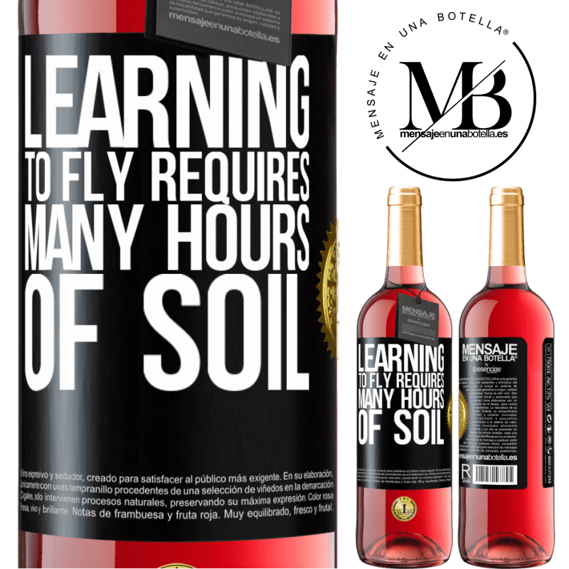 29,95 € Free Shipping | Rosé Wine ROSÉ Edition Learning to fly requires many hours of soil Black Label. Customizable label Young wine Harvest 2022 Tempranillo