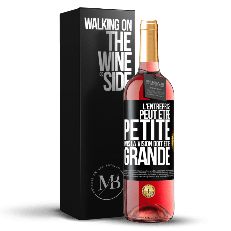 29,95 € Envoi gratuit | Vin rosé Édition ROSÉ L'entreprise peut être petite mais la vision doit être grande Étiquette Noire. Étiquette personnalisable Vin jeune Récolte 2024 Tempranillo