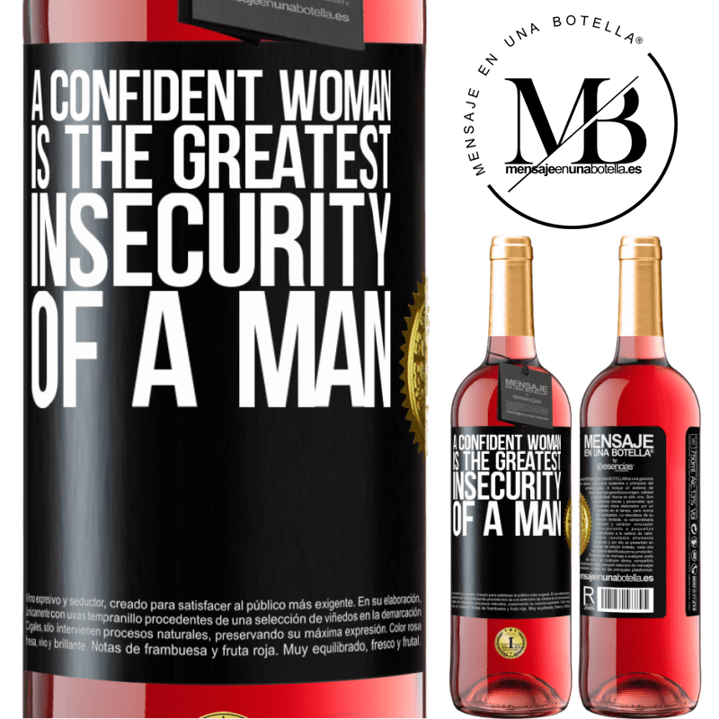 29,95 € Free Shipping | Rosé Wine ROSÉ Edition A confident woman is the greatest insecurity of a man Black Label. Customizable label Young wine Harvest 2022 Tempranillo