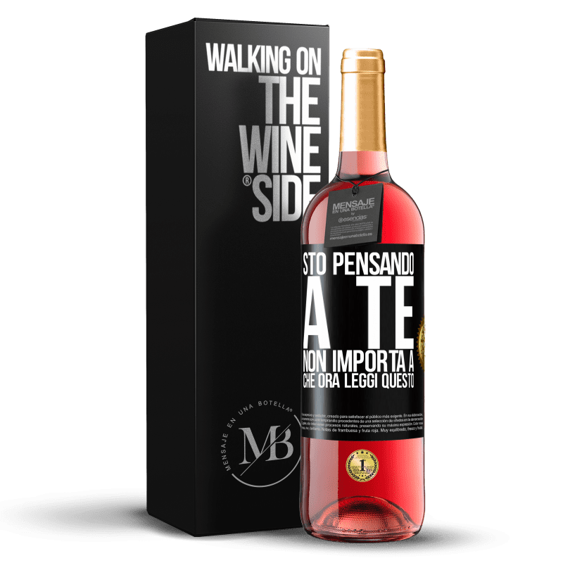 29,95 € Spedizione Gratuita | Vino rosato Edizione ROSÉ Sto pensando a te ... Non importa a che ora leggi questo Etichetta Nera. Etichetta personalizzabile Vino giovane Raccogliere 2024 Tempranillo