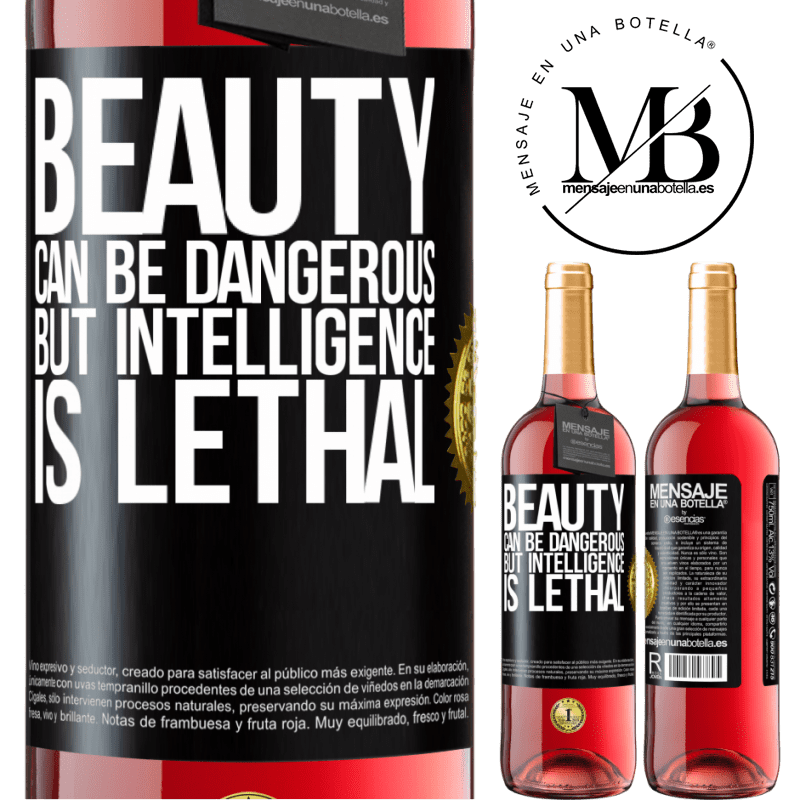 24,95 € Free Shipping | Rosé Wine ROSÉ Edition Beauty can be dangerous, but intelligence is lethal Black Label. Customizable label Young wine Harvest 2021 Tempranillo