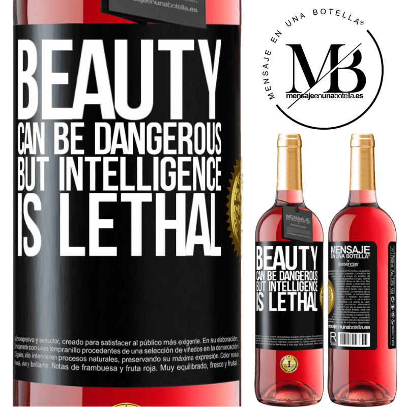 29,95 € Free Shipping | Rosé Wine ROSÉ Edition Beauty can be dangerous, but intelligence is lethal Black Label. Customizable label Young wine Harvest 2022 Tempranillo
