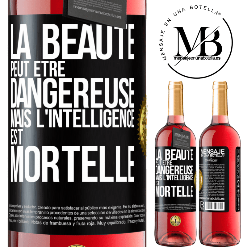 29,95 € Envoi gratuit | Vin rosé Édition ROSÉ La beauté peut être dangereuse, mais l'intelligence est mortelle Étiquette Noire. Étiquette personnalisable Vin jeune Récolte 2024 Tempranillo