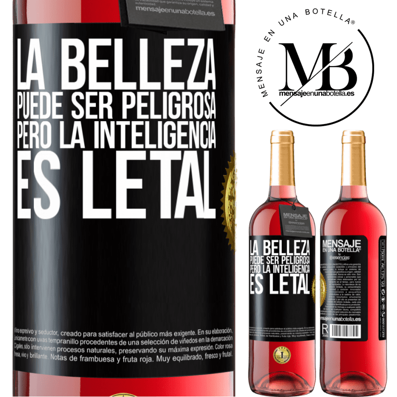 29,95 € Envío gratis | Vino Rosado Edición ROSÉ La belleza puede ser peligrosa, pero la inteligencia es letal Etiqueta Negra. Etiqueta personalizable Vino joven Cosecha 2024 Tempranillo