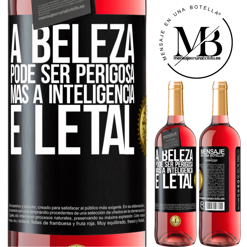 29,95 € Envio grátis | Vinho rosé Edição ROSÉ A beleza pode ser perigosa, mas a inteligência é letal Etiqueta Preta. Etiqueta personalizável Vinho jovem Colheita 2024 Tempranillo