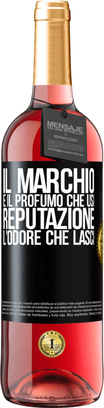 29,95 € Spedizione Gratuita | Vino rosato Edizione ROSÉ Il marchio è il profumo che usi. Reputazione, l'odore che lasci Etichetta Nera. Etichetta personalizzabile Vino giovane Raccogliere 2025 Tempranillo
