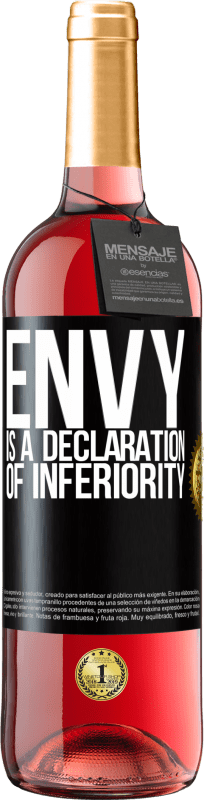 29,95 € Free Shipping | Rosé Wine ROSÉ Edition Envy is a declaration of inferiority Black Label. Customizable label Young wine Harvest 2025 Tempranillo