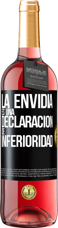 29,95 € | Vino Rosado Edición ROSÉ La envidia es una declaración de inferioridad Etiqueta Negra. Etiqueta personalizable Vino joven Cosecha 2025 Tempranillo