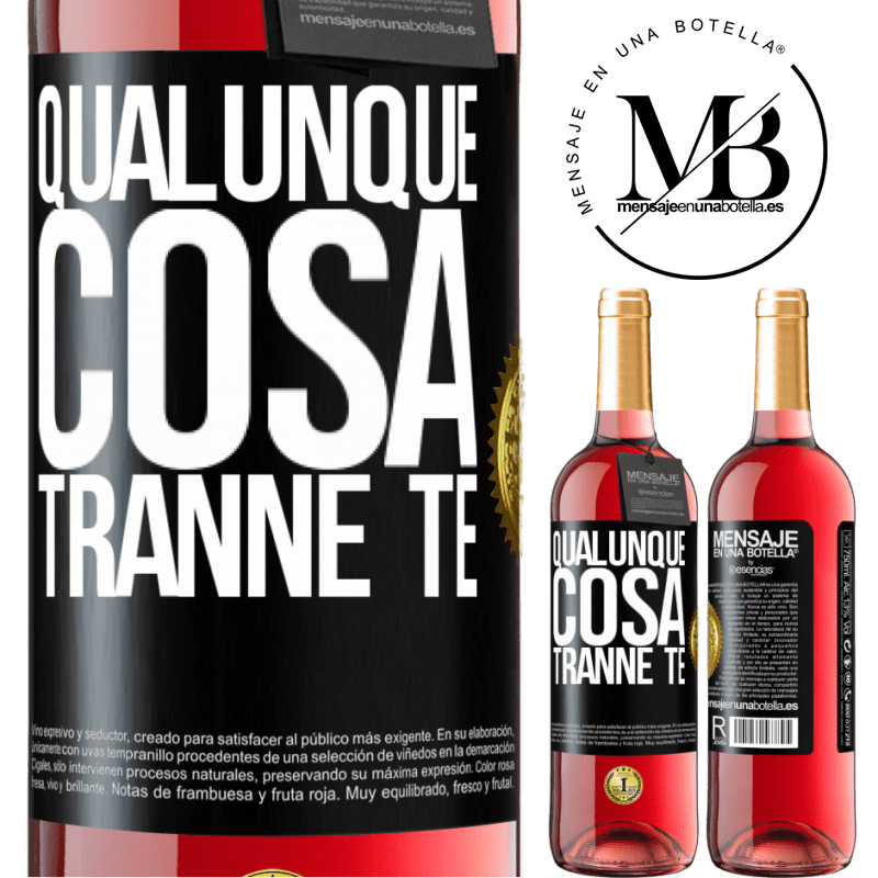 29,95 € Spedizione Gratuita | Vino rosato Edizione ROSÉ Qualunque cosa tranne te Etichetta Nera. Etichetta personalizzabile Vino giovane Raccogliere 2024 Tempranillo