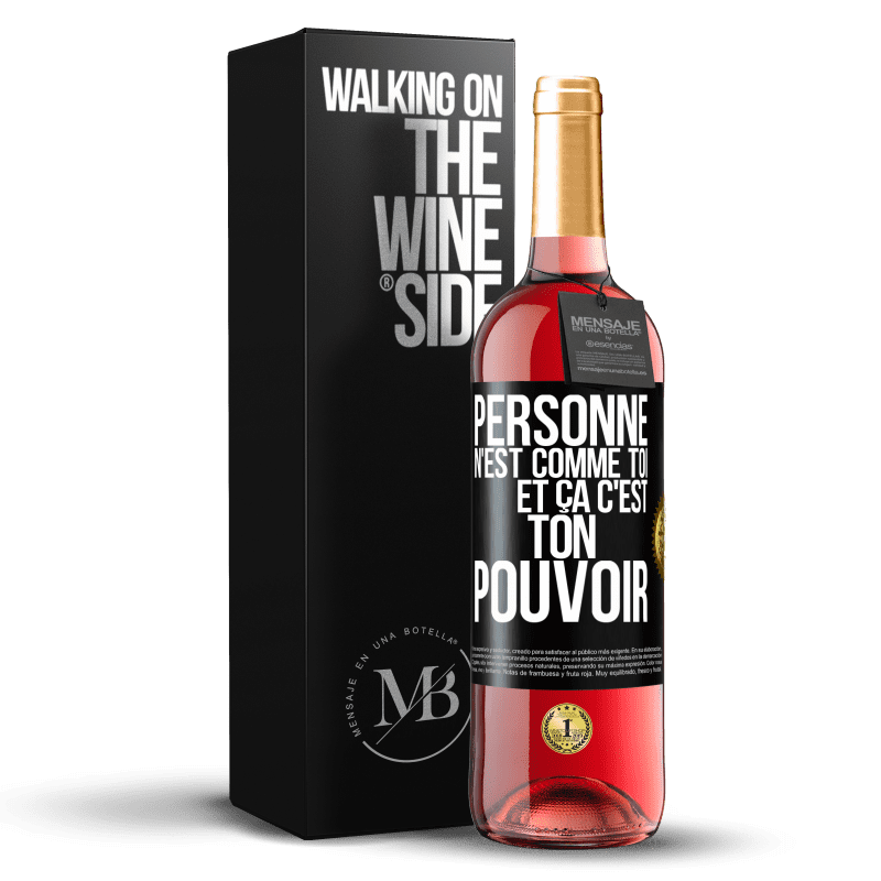 29,95 € Envoi gratuit | Vin rosé Édition ROSÉ Personne n'est comme toi et ça c'est ton pouvoir Étiquette Noire. Étiquette personnalisable Vin jeune Récolte 2024 Tempranillo