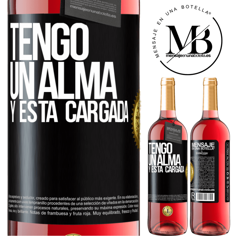 29,95 € Free Shipping | Rosé Wine ROSÉ Edition Tengo un alma y está cargada Black Label. Customizable label Young wine Harvest 2021 Tempranillo