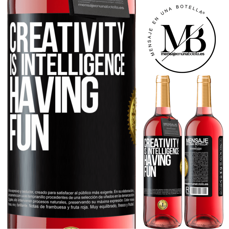 24,95 € Free Shipping | Rosé Wine ROSÉ Edition Creativity is intelligence having fun Black Label. Customizable label Young wine Harvest 2021 Tempranillo