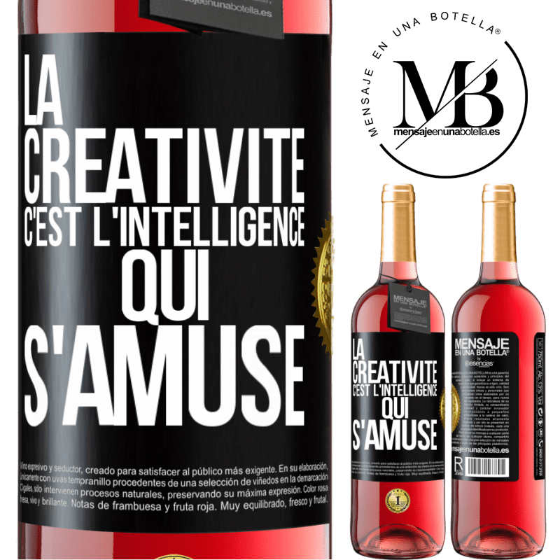 29,95 € Envoi gratuit | Vin rosé Édition ROSÉ La créativité c'est l'intelligence qui s'amuse Étiquette Noire. Étiquette personnalisable Vin jeune Récolte 2023 Tempranillo