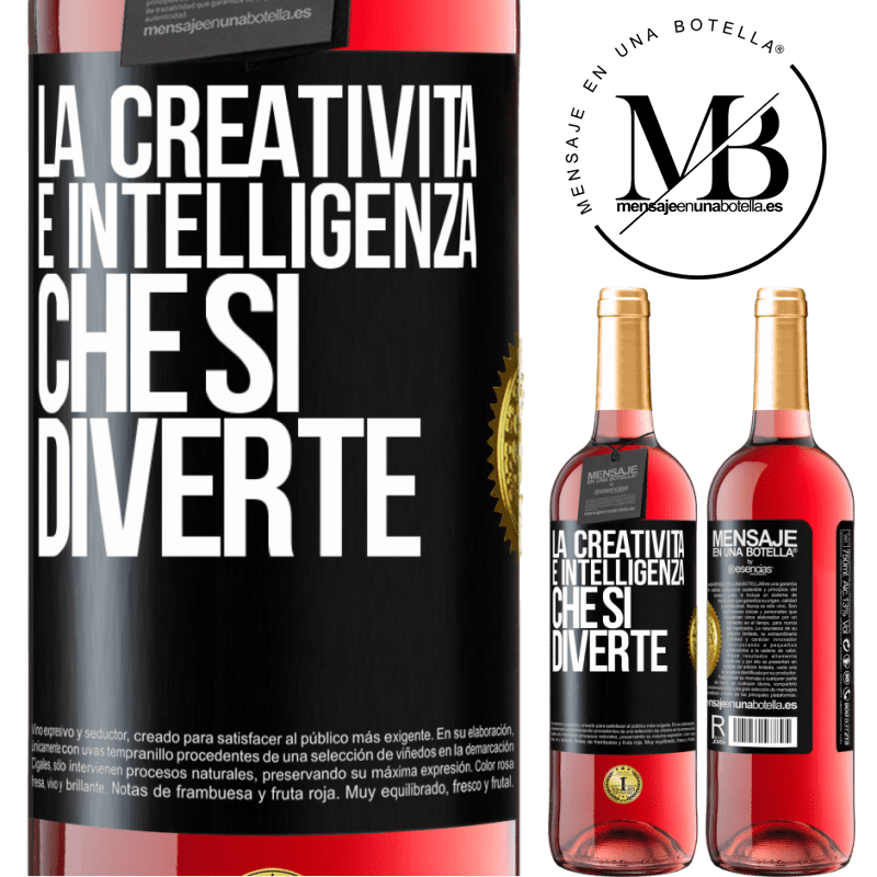 29,95 € Spedizione Gratuita | Vino rosato Edizione ROSÉ La creatività è intelligenza che si diverte Etichetta Nera. Etichetta personalizzabile Vino giovane Raccogliere 2023 Tempranillo