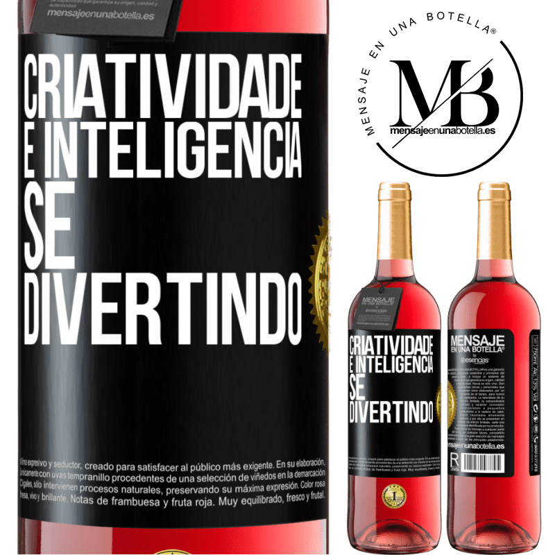 29,95 € Envio grátis | Vinho rosé Edição ROSÉ Criatividade é inteligência se divertindo Etiqueta Preta. Etiqueta personalizável Vinho jovem Colheita 2023 Tempranillo