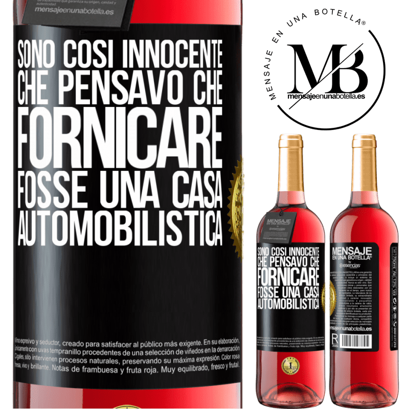 29,95 € Spedizione Gratuita | Vino rosato Edizione ROSÉ Sono così innocente che pensavo che fornicare fosse una casa automobilistica Etichetta Nera. Etichetta personalizzabile Vino giovane Raccogliere 2024 Tempranillo