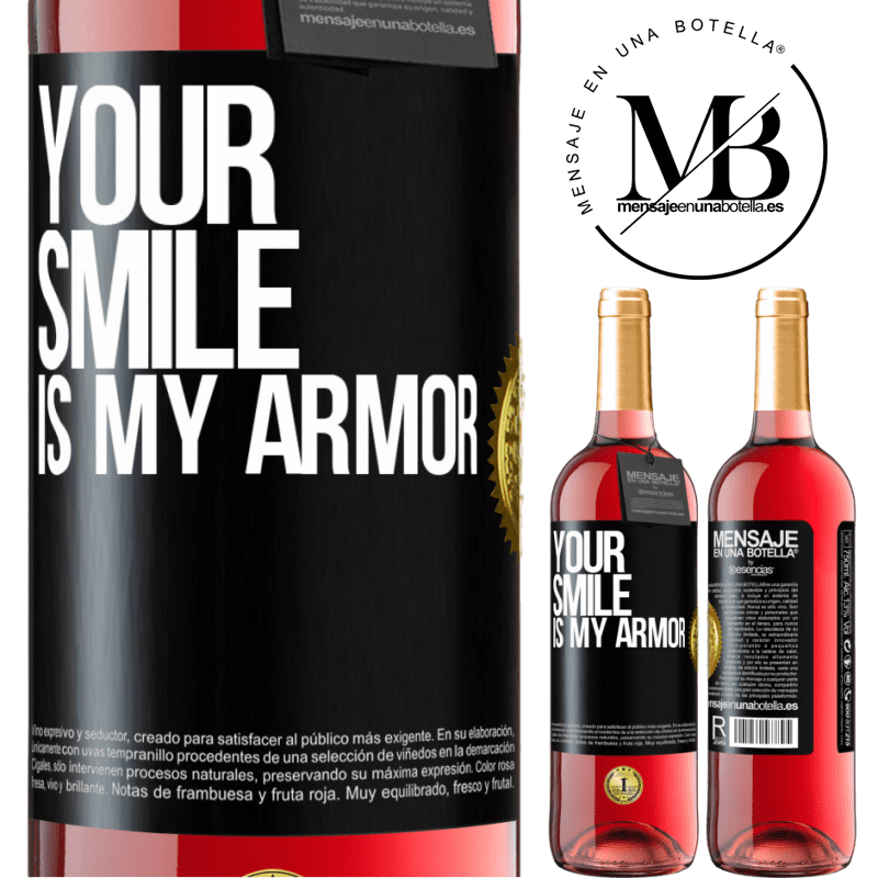 29,95 € Free Shipping | Rosé Wine ROSÉ Edition Your smile is my armor Black Label. Customizable label Young wine Harvest 2023 Tempranillo