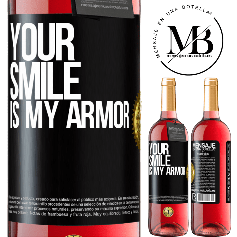 29,95 € Free Shipping | Rosé Wine ROSÉ Edition Your smile is my armor Black Label. Customizable label Young wine Harvest 2024 Tempranillo