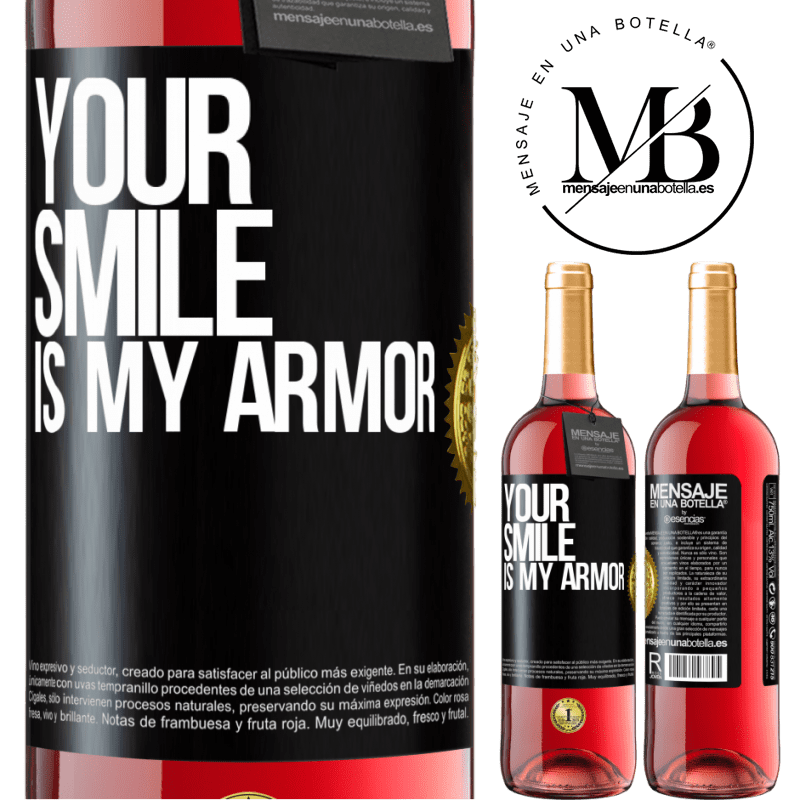 29,95 € Free Shipping | Rosé Wine ROSÉ Edition Your smile is my armor Black Label. Customizable label Young wine Harvest 2025 Tempranillo