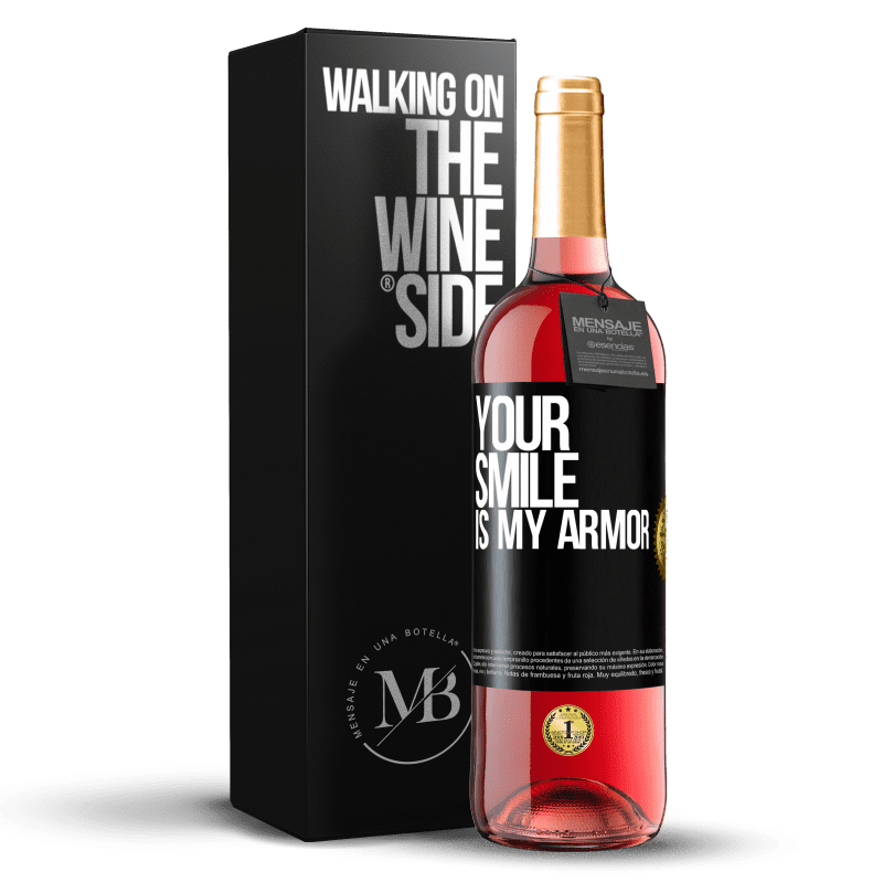 29,95 € Free Shipping | Rosé Wine ROSÉ Edition Your smile is my armor Black Label. Customizable label Young wine Harvest 2024 Tempranillo