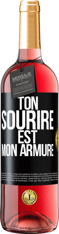 29,95 € Envoi gratuit | Vin rosé Édition ROSÉ Ton sourire est mon armure Étiquette Noire. Étiquette personnalisable Vin jeune Récolte 2025 Tempranillo