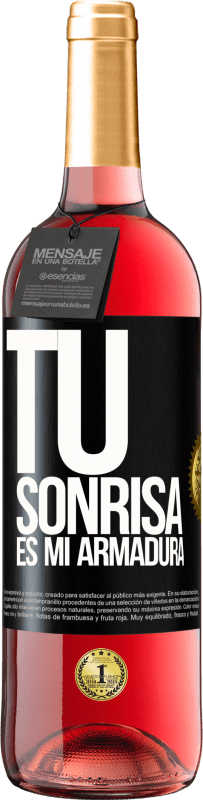 29,95 € Envío gratis | Vino Rosado Edición ROSÉ Tu sonrisa es mi armadura Etiqueta Negra. Etiqueta personalizable Vino joven Cosecha 2025 Tempranillo