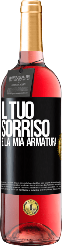 29,95 € Spedizione Gratuita | Vino rosato Edizione ROSÉ Il tuo sorriso è la mia armatura Etichetta Nera. Etichetta personalizzabile Vino giovane Raccogliere 2024 Tempranillo