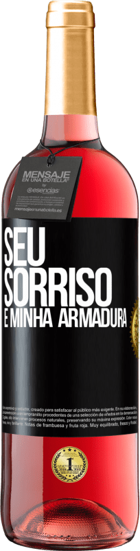 29,95 € Envio grátis | Vinho rosé Edição ROSÉ Seu sorriso é minha armadura Etiqueta Preta. Etiqueta personalizável Vinho jovem Colheita 2025 Tempranillo