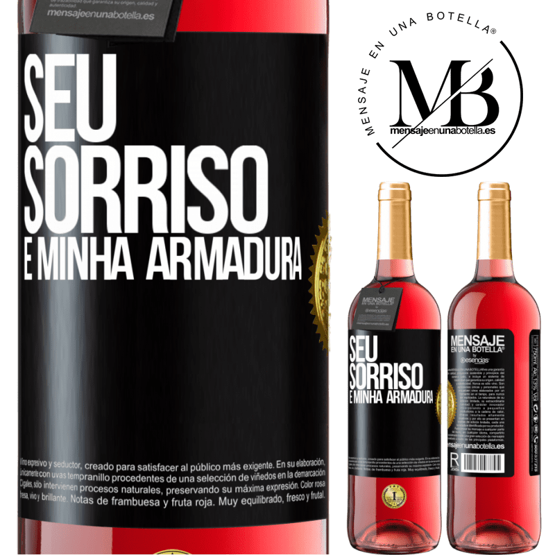 29,95 € Envio grátis | Vinho rosé Edição ROSÉ Seu sorriso é minha armadura Etiqueta Preta. Etiqueta personalizável Vinho jovem Colheita 2025 Tempranillo