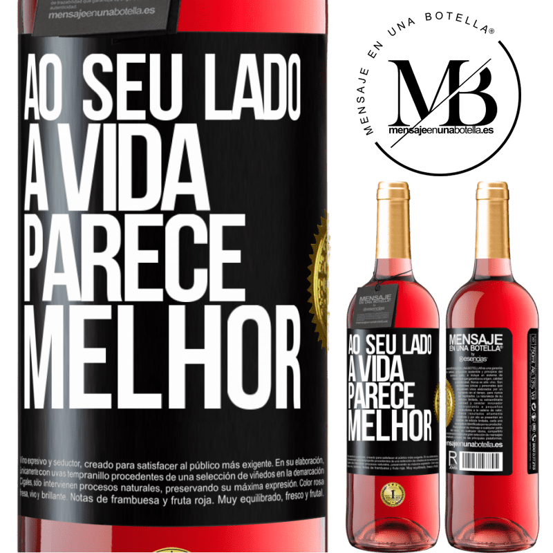 29,95 € Envio grátis | Vinho rosé Edição ROSÉ Ao seu lado, a vida parece melhor Etiqueta Preta. Etiqueta personalizável Vinho jovem Colheita 2025 Tempranillo