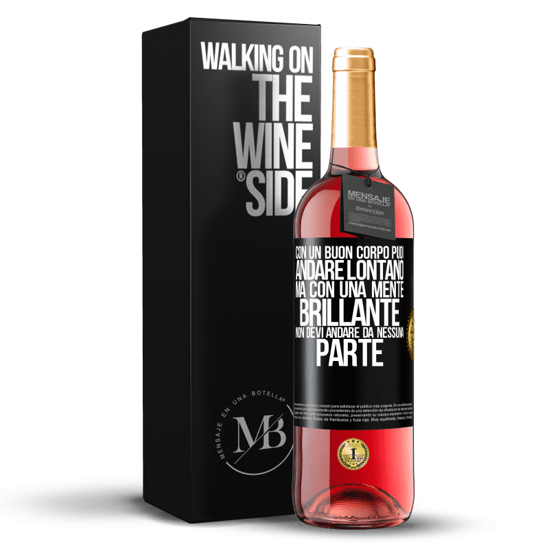 29,95 € Spedizione Gratuita | Vino rosato Edizione ROSÉ Con un buon corpo puoi andare lontano, ma con una mente brillante non devi andare da nessuna parte Etichetta Nera. Etichetta personalizzabile Vino giovane Raccogliere 2025 Tempranillo
