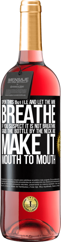 29,95 € 免费送货 | 桃红葡萄酒 ROSÉ版 打开这个瓶子，让葡萄酒呼吸。如果您怀疑自己没有呼吸，请抓住脖子抓住瓶子，使其口对口 黑标. 可自定义的标签 青年酒 收成 2023 Tempranillo