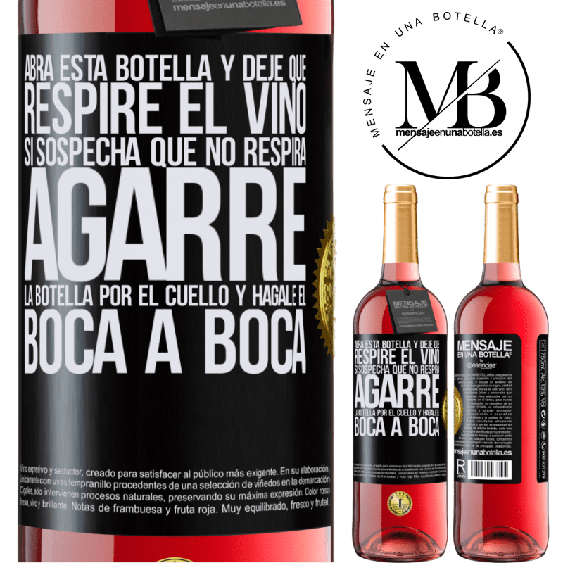 29,95 € Envío gratis | Vino Rosado Edición ROSÉ Abra esta botella y deje que respire el vino. Si sospecha que no respira, agarre la botella por el cuello y hágale el boca a Etiqueta Negra. Etiqueta personalizable Vino joven Cosecha 2023 Tempranillo