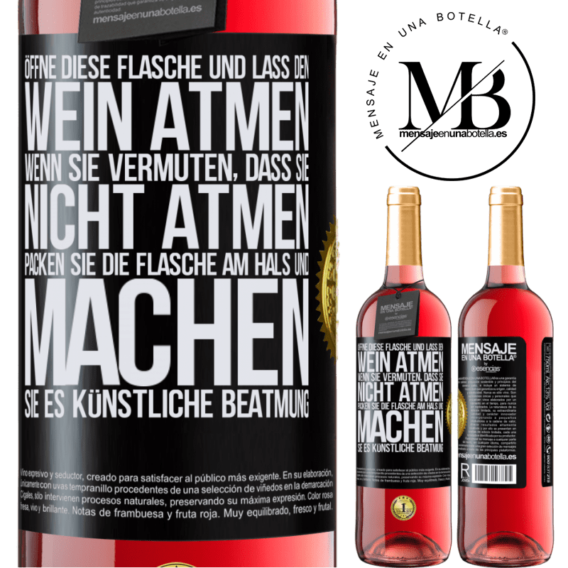 29,95 € Kostenloser Versand | Roséwein ROSÉ Ausgabe Öffnen Sie diese Flasche und lassen Sie den Wein atmen. Wenn Sie vermuten, dass er nicht atmet, packen Sie die Flasche am Hals u Schwarzes Etikett. Anpassbares Etikett Junger Wein Ernte 2023 Tempranillo