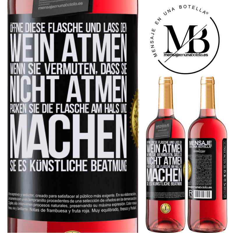 29,95 € Kostenloser Versand | Roséwein ROSÉ Ausgabe Öffnen Sie diese Flasche und lassen Sie den Wein atmen. Wenn Sie vermuten, dass er nicht atmet, packen Sie die Flasche am Hals u Schwarzes Etikett. Anpassbares Etikett Junger Wein Ernte 2025 Tempranillo
