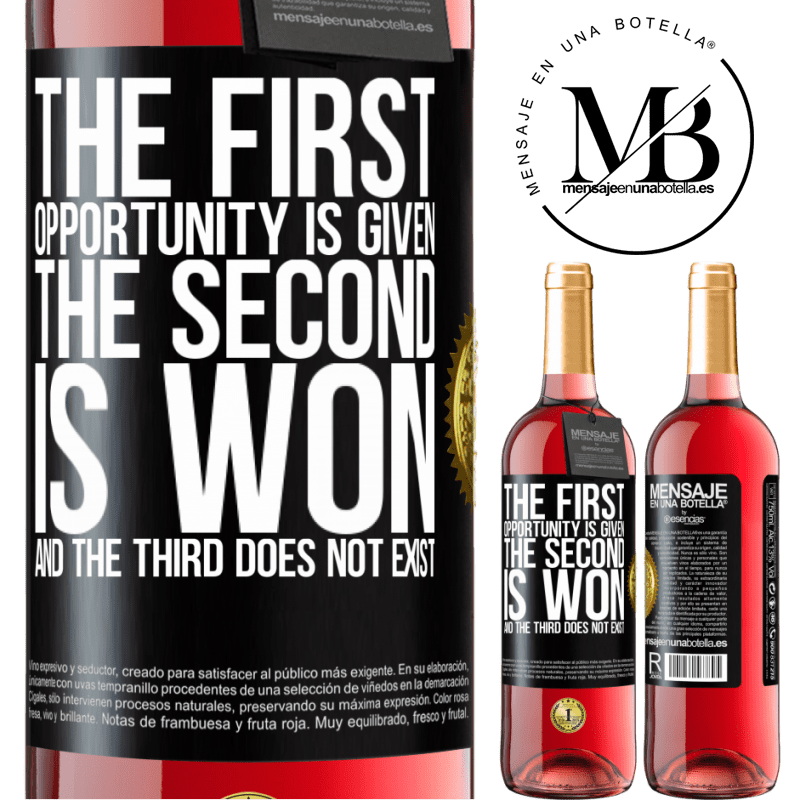 29,95 € Free Shipping | Rosé Wine ROSÉ Edition The first opportunity is given, the second is won, and the third does not exist Black Label. Customizable label Young wine Harvest 2025 Tempranillo