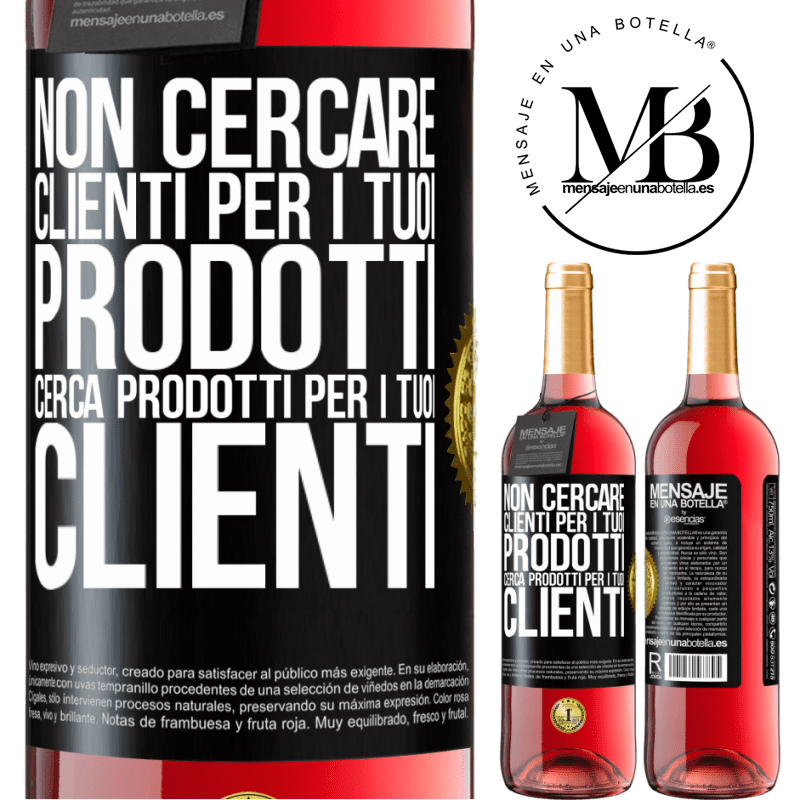 29,95 € Spedizione Gratuita | Vino rosato Edizione ROSÉ Non cercare clienti per i tuoi prodotti, cerca prodotti per i tuoi clienti Etichetta Nera. Etichetta personalizzabile Vino giovane Raccogliere 2025 Tempranillo