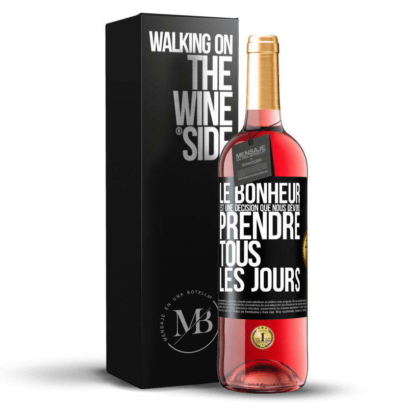 29,95 € Envoi gratuit | Vin rosé Édition ROSÉ Le bonheur est une décision que nous devons prendre tous les jours Étiquette Noire. Étiquette personnalisable Vin jeune Récolte 2023 Tempranillo