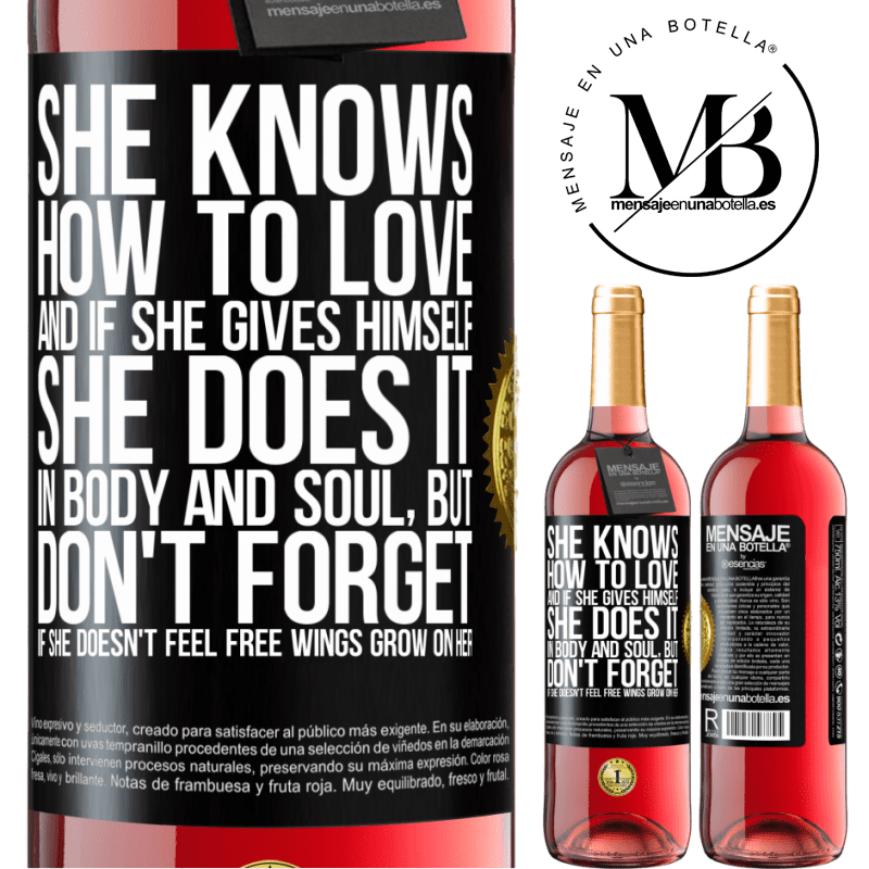 29,95 € Free Shipping | Rosé Wine ROSÉ Edition He knows how to love, and if he gives himself, he does it in body and soul. But, don't forget, if you don't feel free, your Black Label. Customizable label Young wine Harvest 2021 Tempranillo