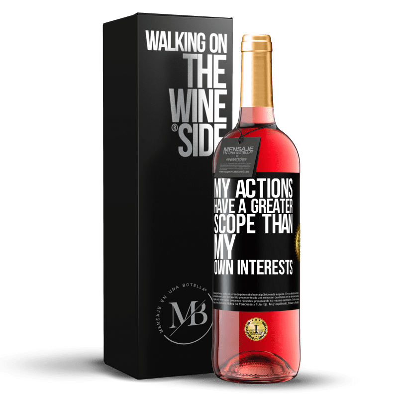 29,95 € Free Shipping | Rosé Wine ROSÉ Edition My actions have a greater scope than my own interests Black Label. Customizable label Young wine Harvest 2024 Tempranillo