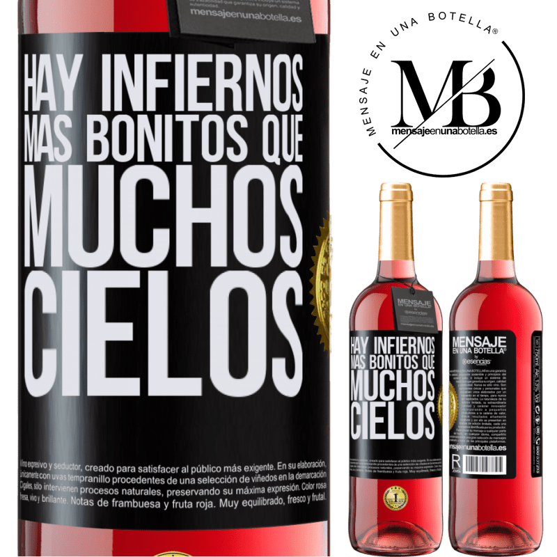 29,95 € Envío gratis | Vino Rosado Edición ROSÉ Hay infiernos más bonitos que muchos cielos Etiqueta Negra. Etiqueta personalizable Vino joven Cosecha 2023 Tempranillo