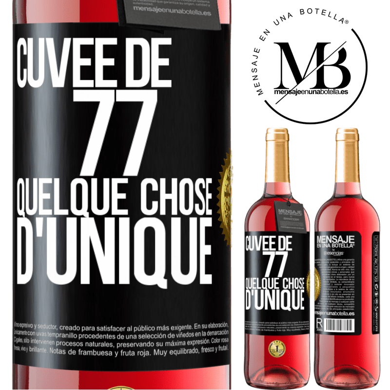 29,95 € Envoi gratuit | Vin rosé Édition ROSÉ Cuvée de 77, quelque chose d'unique Étiquette Noire. Étiquette personnalisable Vin jeune Récolte 2024 Tempranillo