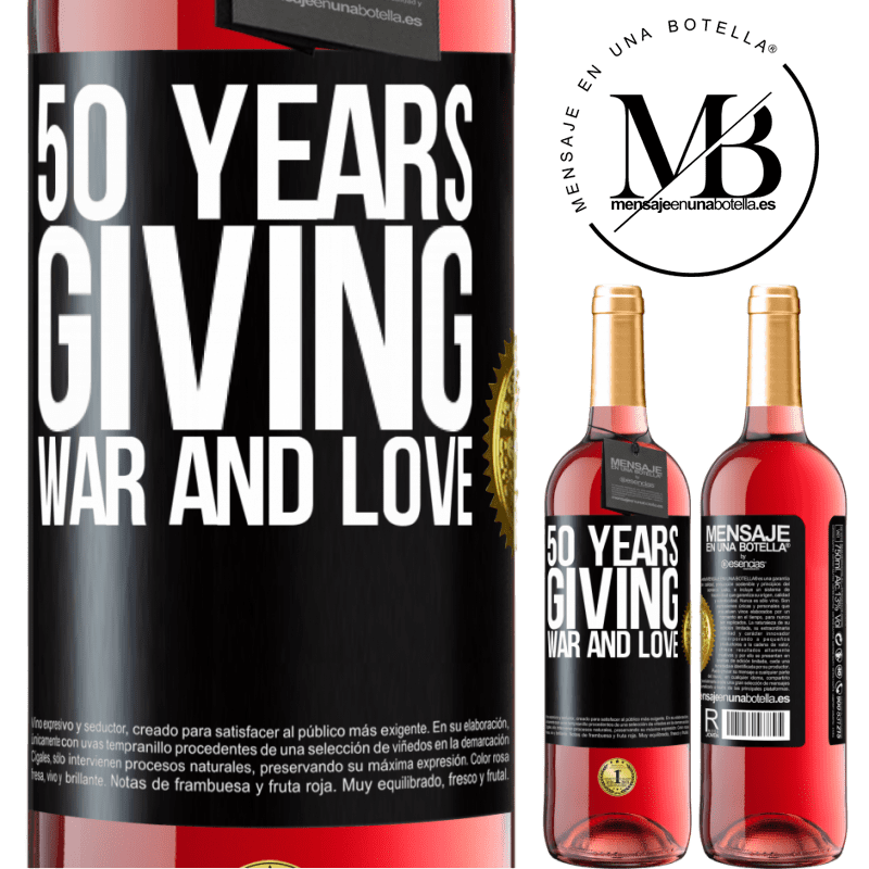 29,95 € Free Shipping | Rosé Wine ROSÉ Edition 50 years giving war and love Black Label. Customizable label Young wine Harvest 2021 Tempranillo