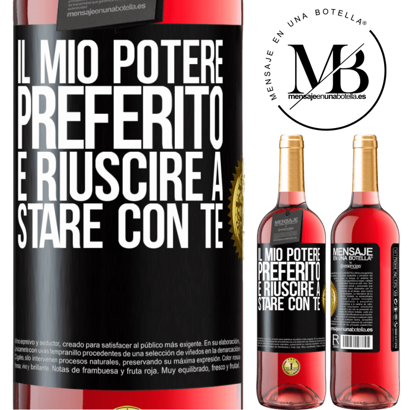 29,95 € Spedizione Gratuita | Vino rosato Edizione ROSÉ Il mio potere preferito è riuscire a stare con te Etichetta Nera. Etichetta personalizzabile Vino giovane Raccogliere 2023 Tempranillo