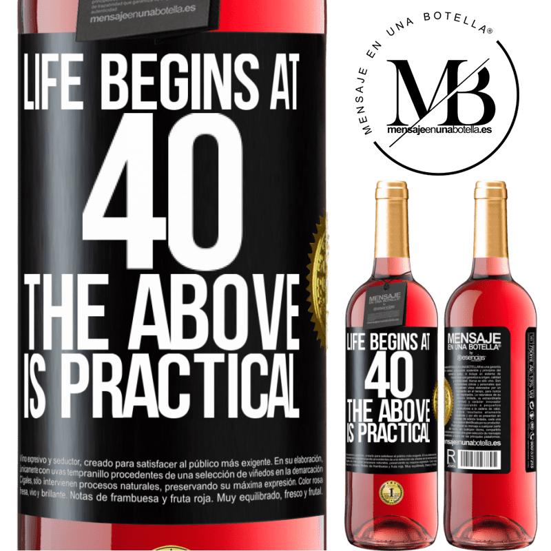 24,95 € Free Shipping | Rosé Wine ROSÉ Edition Life begins at 40. The above is practical Black Label. Customizable label Young wine Harvest 2021 Tempranillo