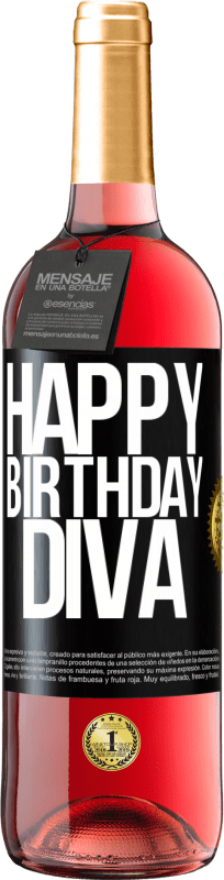 29,95 € Free Shipping | Rosé Wine ROSÉ Edition Happy birthday Diva Black Label. Customizable label Young wine Harvest 2024 Tempranillo