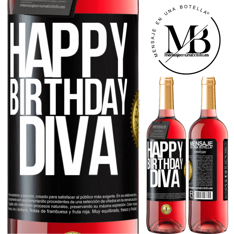 29,95 € Free Shipping | Rosé Wine ROSÉ Edition Happy birthday Diva Black Label. Customizable label Young wine Harvest 2021 Tempranillo