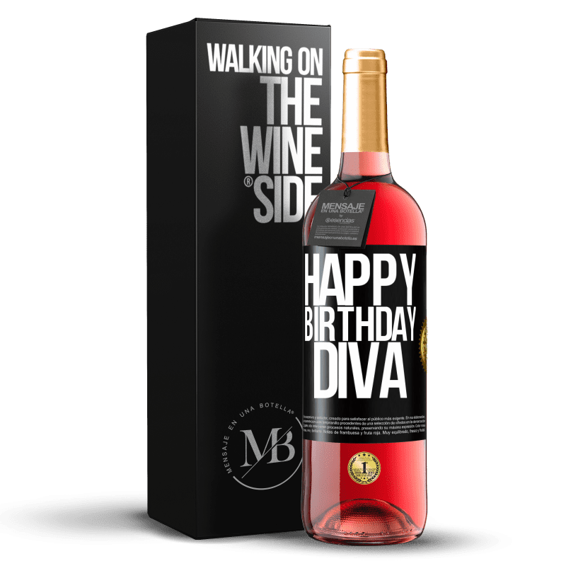 24,95 € Free Shipping | Rosé Wine ROSÉ Edition Happy birthday Diva Black Label. Customizable label Young wine Harvest 2021 Tempranillo