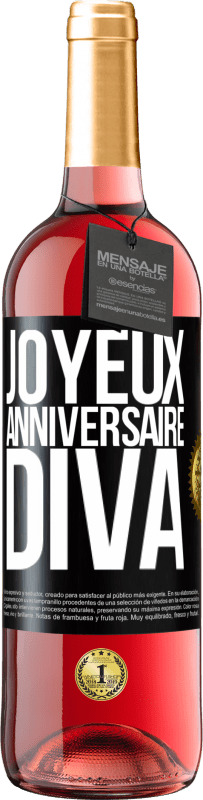 29,95 € Envoi gratuit | Vin rosé Édition ROSÉ Joyeux anniversaire, Diva Étiquette Noire. Étiquette personnalisable Vin jeune Récolte 2024 Tempranillo