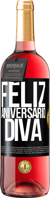29,95 € | Vinho rosé Edição ROSÉ Feliz aniversário Diva Etiqueta Preta. Etiqueta personalizável Vinho jovem Colheita 2023 Tempranillo